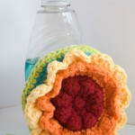 Rainbow Flower Scrubby Cloth