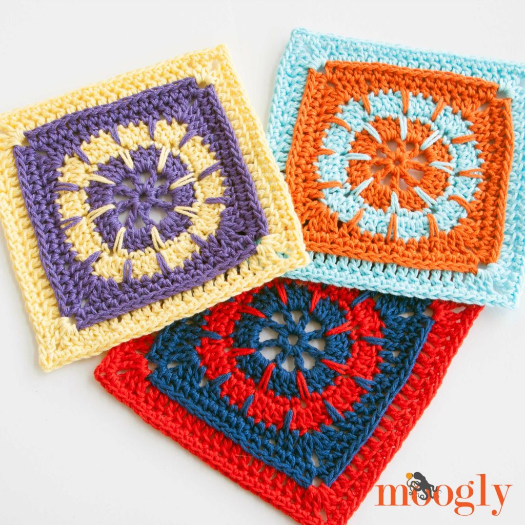 Fates Square - FREE 6" crochet block pattern on Mooglyblog.com!