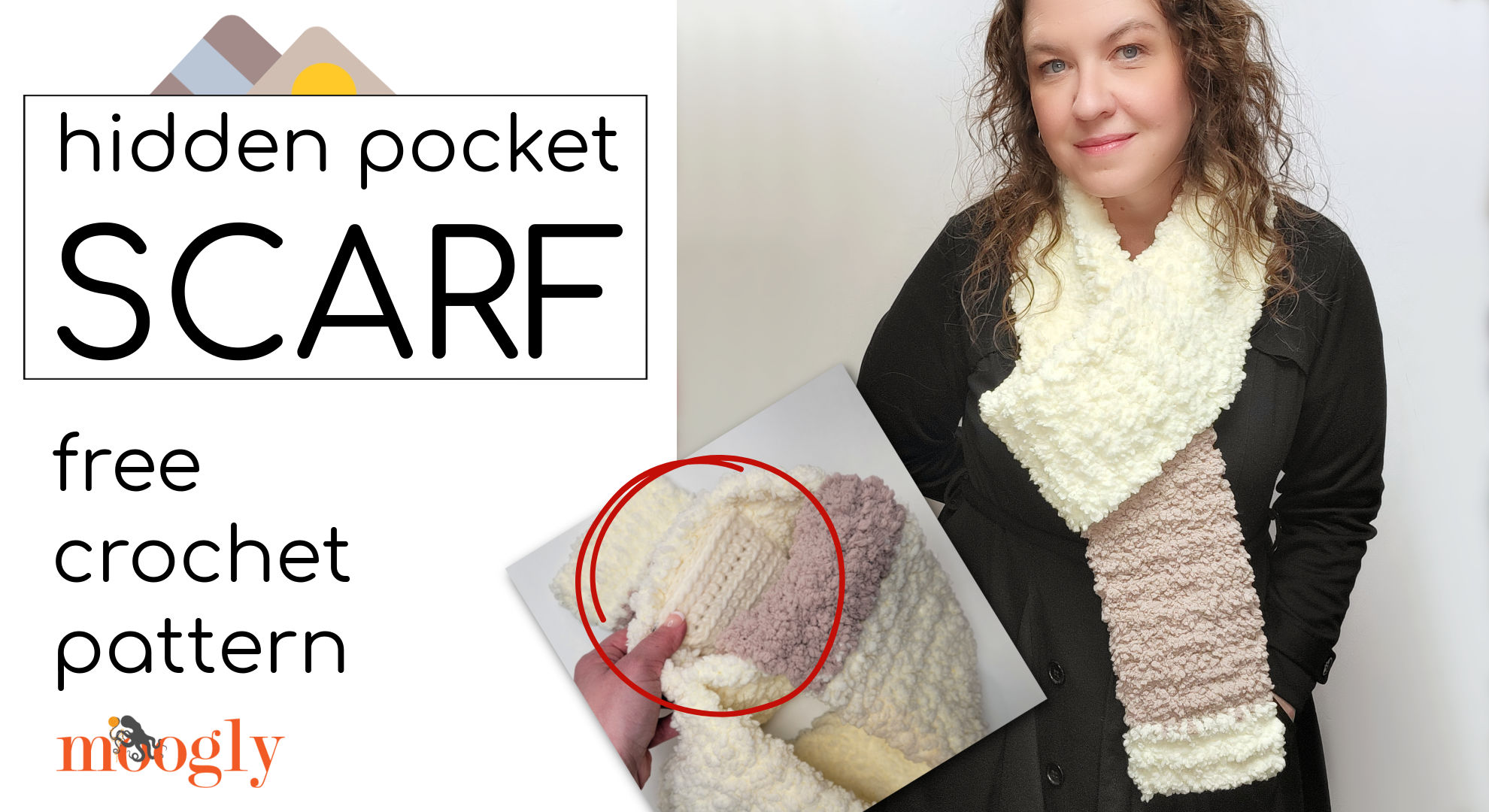 Hidden Pocket Crochet Scarf - Free Pattern on Moogly