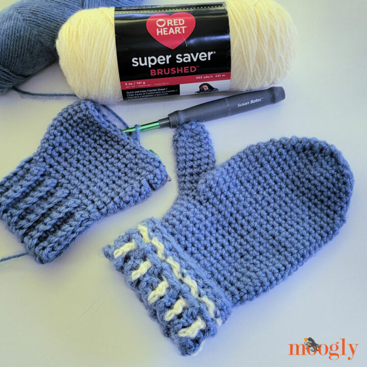 Woven Warmth Crochet Mittens - Free Pattern on Moogly