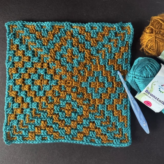 Diamonds in Diamonds Mosaic Crochet Square - Creations by Courtney