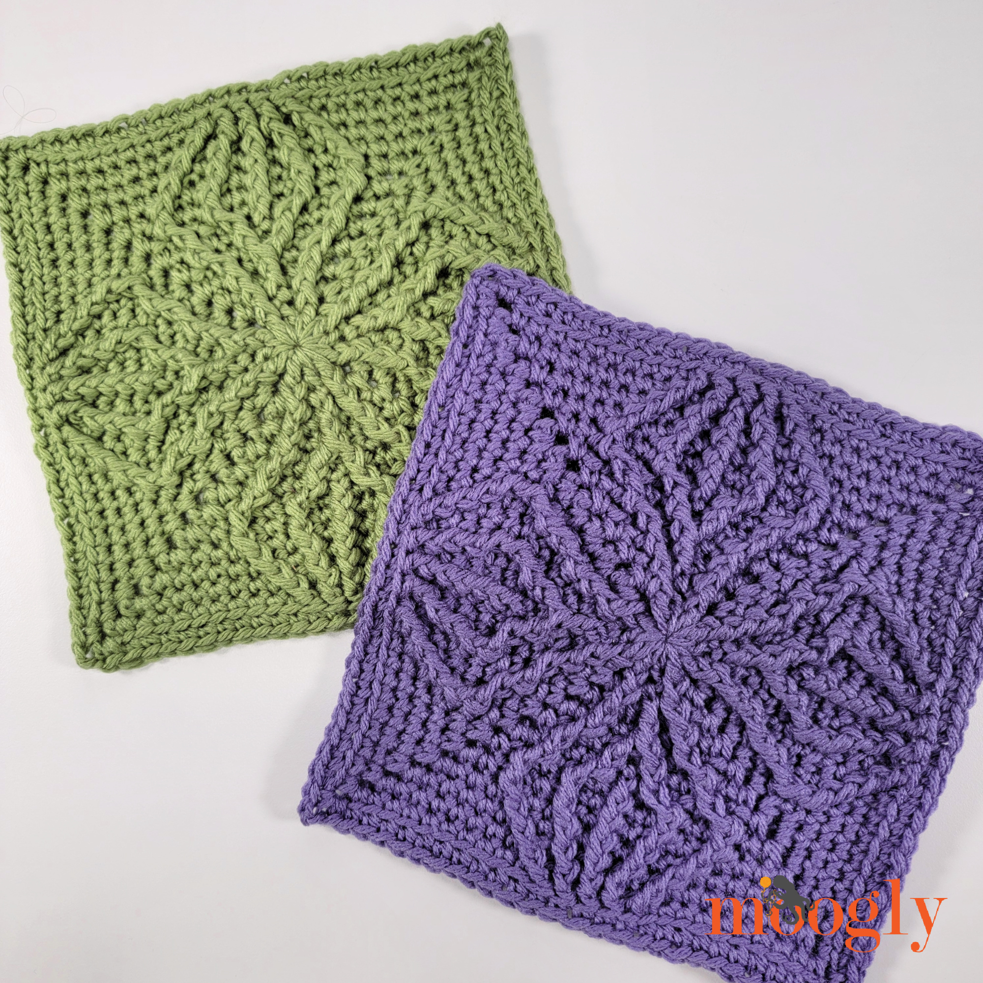 Forked Cable Square - 8 Inch Crochet Block