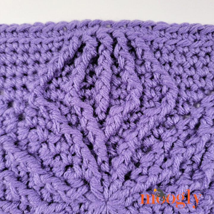 Forked Cable Square - 8 Inch Crochet Block