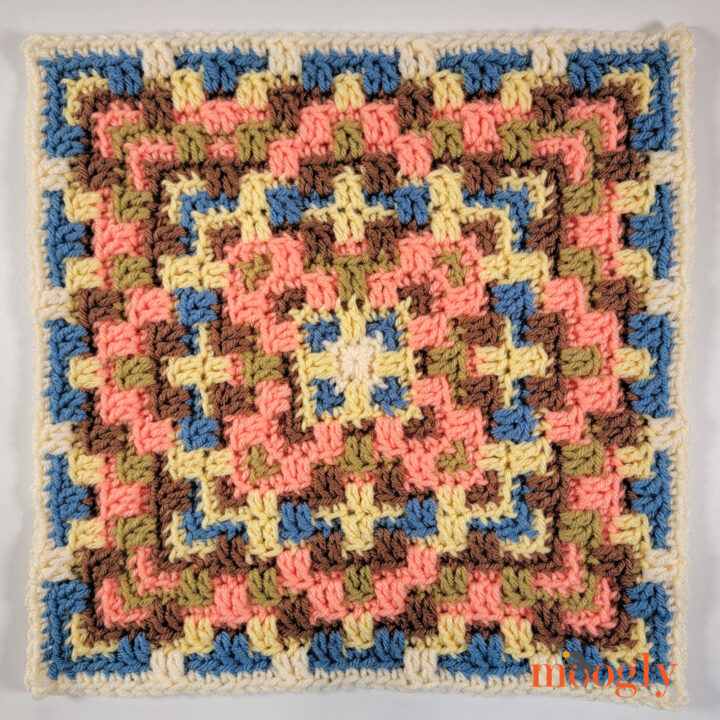 Diamonds in Diamonds Mosaic Crochet Square - Creations by Courtney