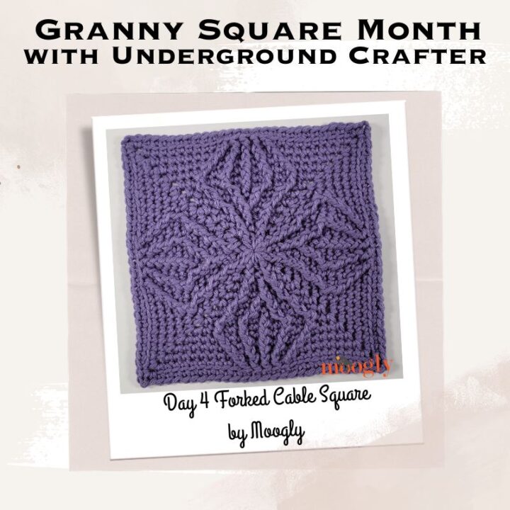 Forked Cable Square - 8 Inch Crochet Block