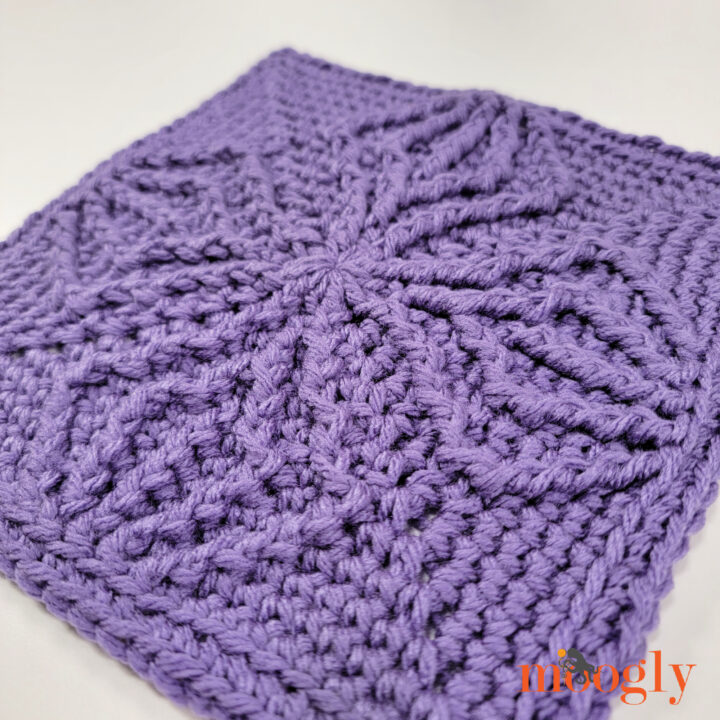 Forked Cable Square - 8 Inch Crochet Block